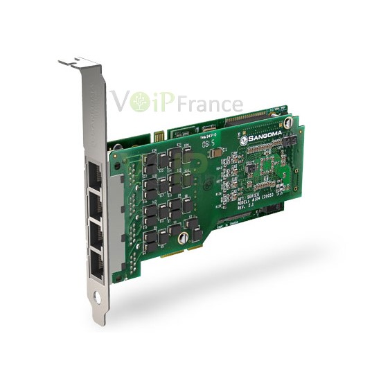 carte A104 4 ports T2/E1, bus PCI 3,3V/5V. A104