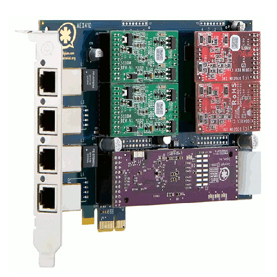 Carte analogique modulaire à 4 ports FXO/FXS ,PCI-Express avec option Anti-Echo AEX410