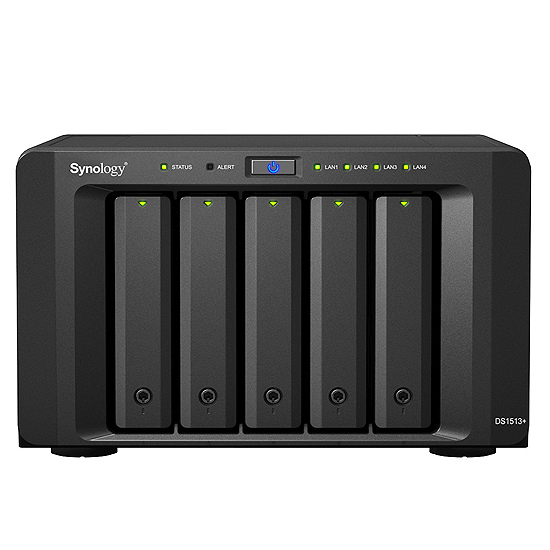 Serveur Nas 5 Baies Dual Core 2.13 Ghz 2 Go Ram 4 LAN Gigabit 2 USB 3.0 2 eSATA DS1513+