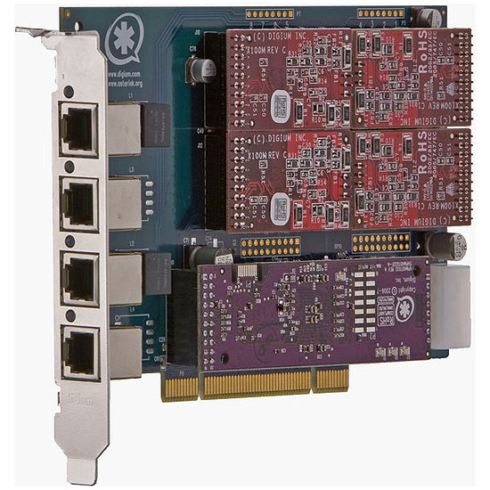 Carte analogique modulaire à 4 ports FXO/FXS ,PCI  avec option Anti-Echo TDM410